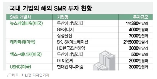 국내기업의 해외SMR투자현황