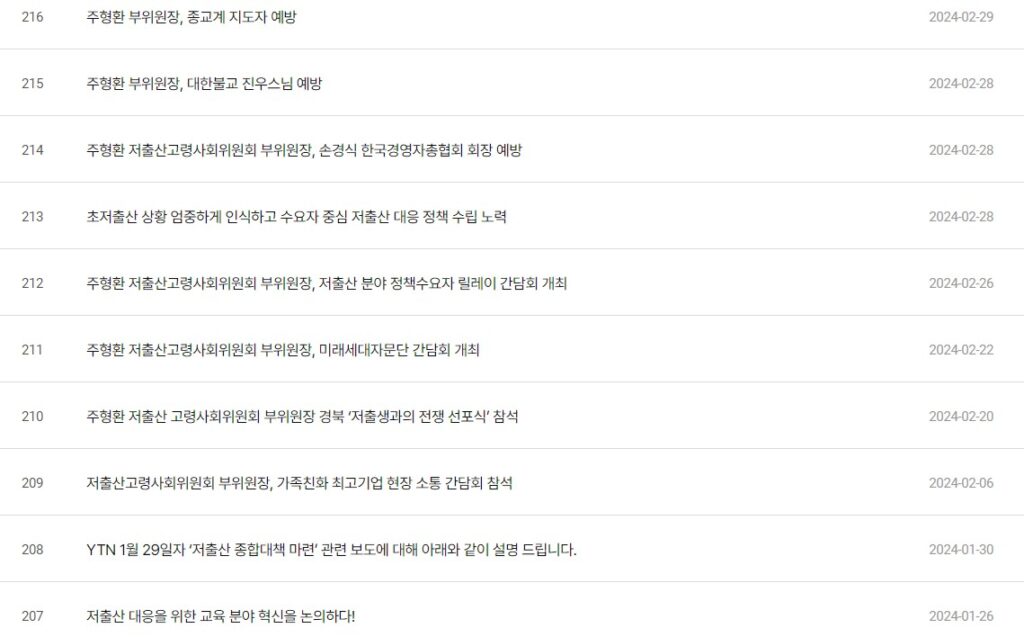 저출산고령사회위원회 2월 활동